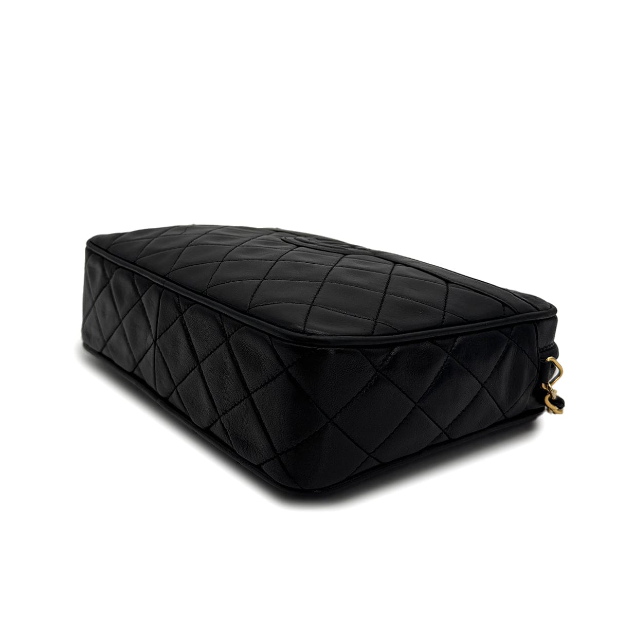 PURPOSE VINTAGE CHANEL COCOMARK MATELASSE FRINGE CHAIN SHUOLDER BAG BLACK LAMB SKIN GOLD HARDWARE 90321008