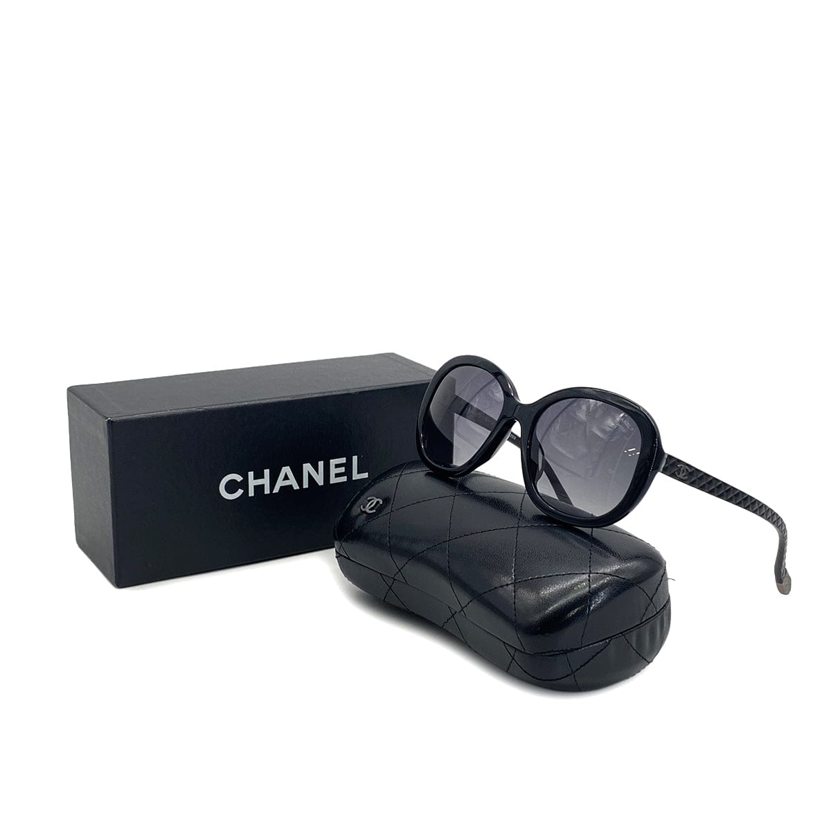 PURPOSE VINTAGE CHANEL COCOMARK MATELASSE SUNGLASSES BLACK EYEWEAR 90324624