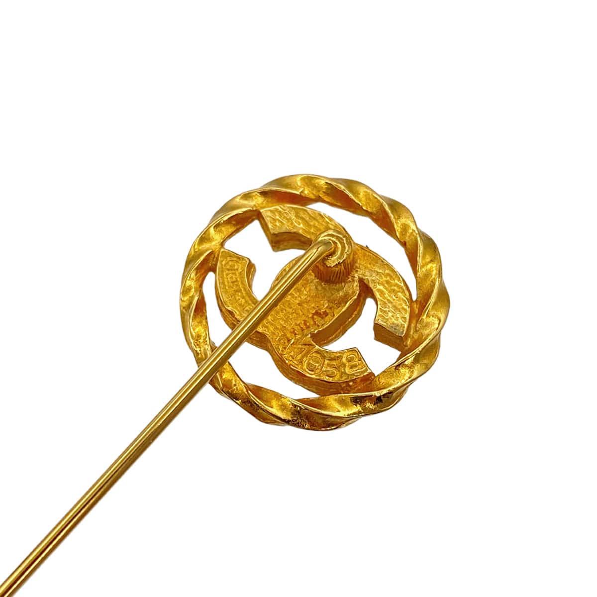 PURPOSE VINTAGE CHANEL COCOMARK PIN BROOCH RHINESTONE GOLD ACCESSORY 90321098