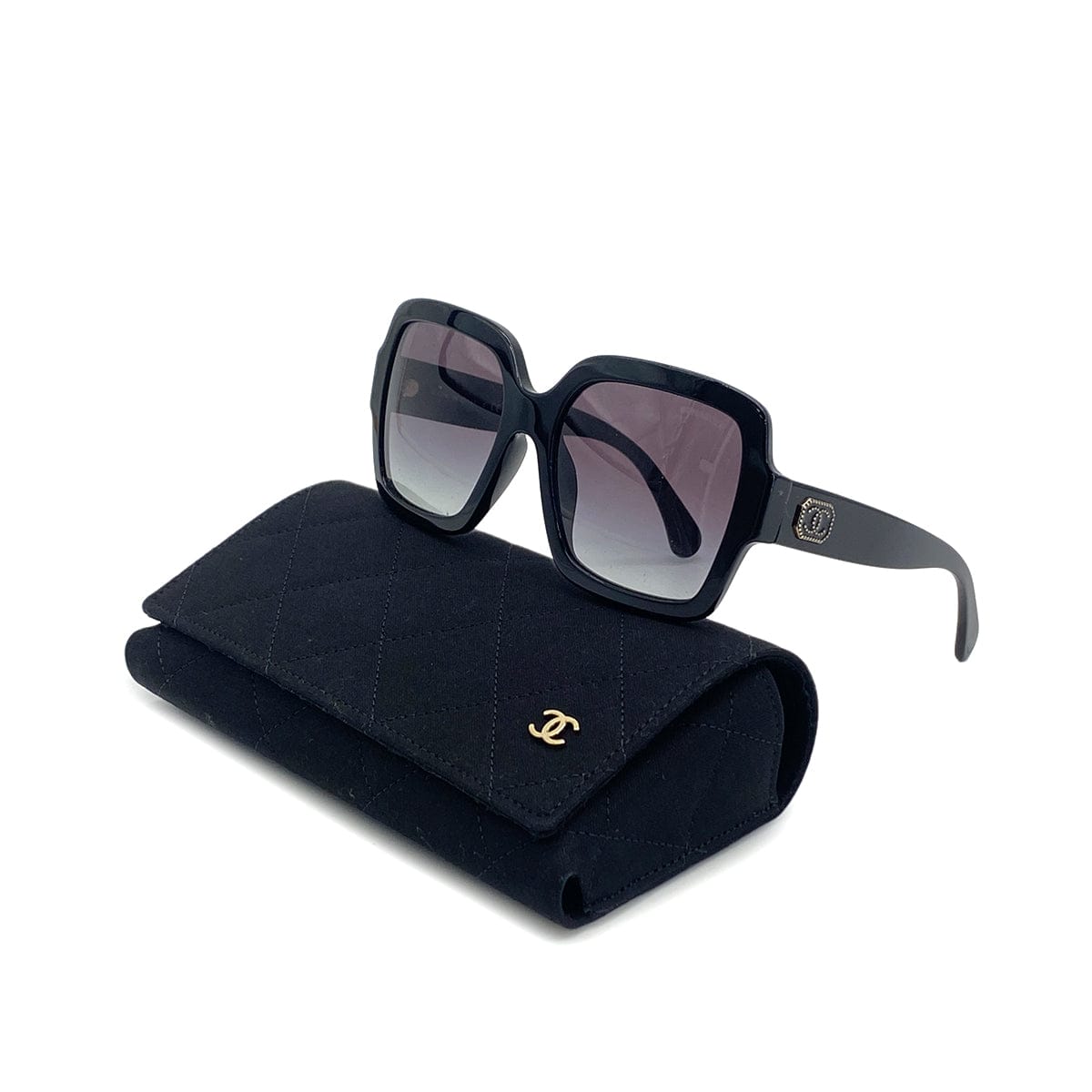 PURPOSE VINTAGE CHANEL COCOMARK SQUARE SHAPE SUNGLASSES BLACK EYEWEAR 90324634