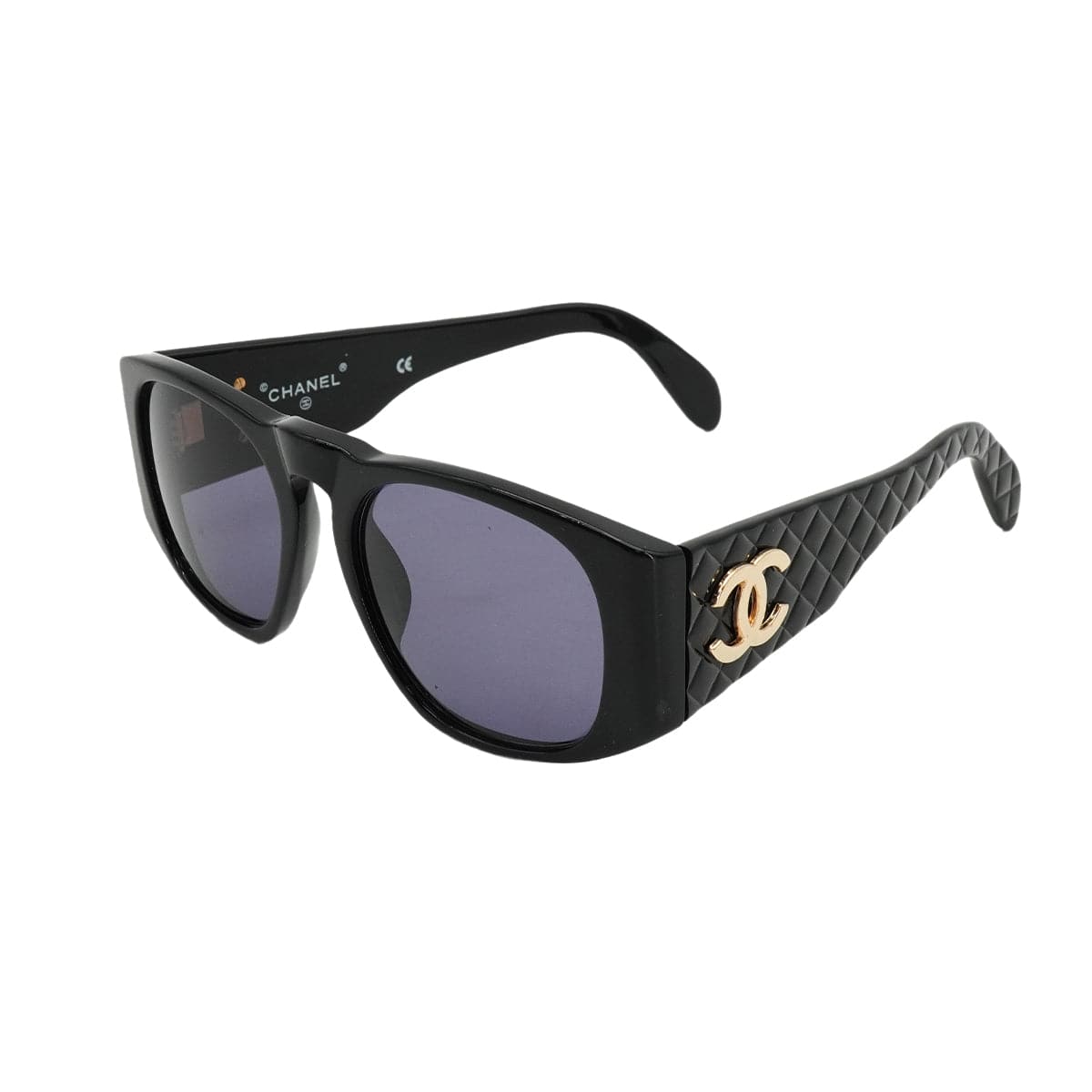 PURPOSE VINTAGE CHANEL COCOMARK SUNGLASSES MATELASSE BLACK EYEWEAR 90326635