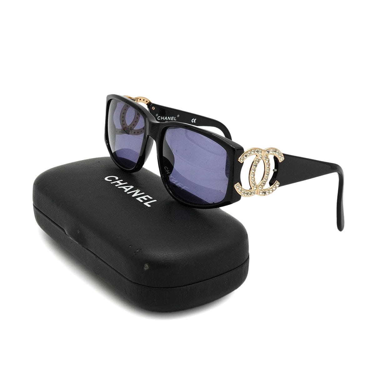 PURPOSE VINTAGE CHANEL COCOMARK SUNGLASSES RHINESTONE BLACK EYEWEAR 90326627