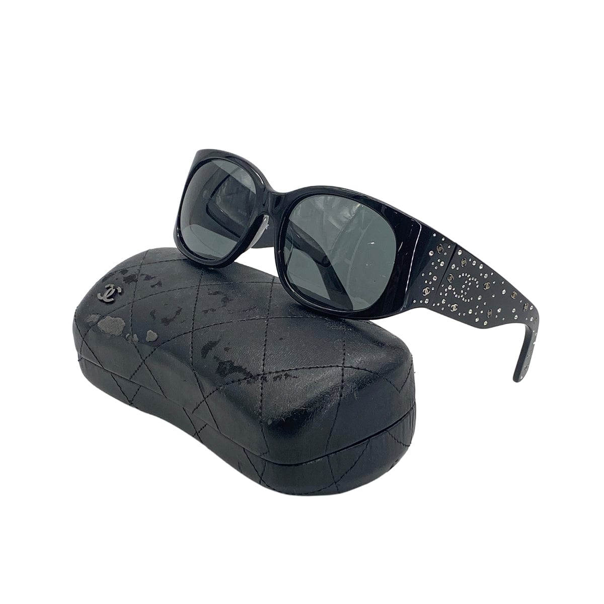 PURPOSE VINTAGE CHANEL COCOMARK SUNGLASSES RHINESTONE BLACK EYEWEAR 90328027