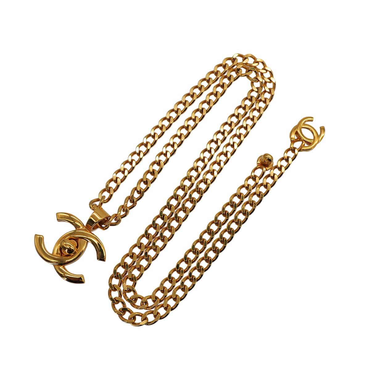PURPOSE VINTAGE CHANEL COCOMARK TURN LOCK NECKLACE GOLD ACCESSORY 96P 90323483