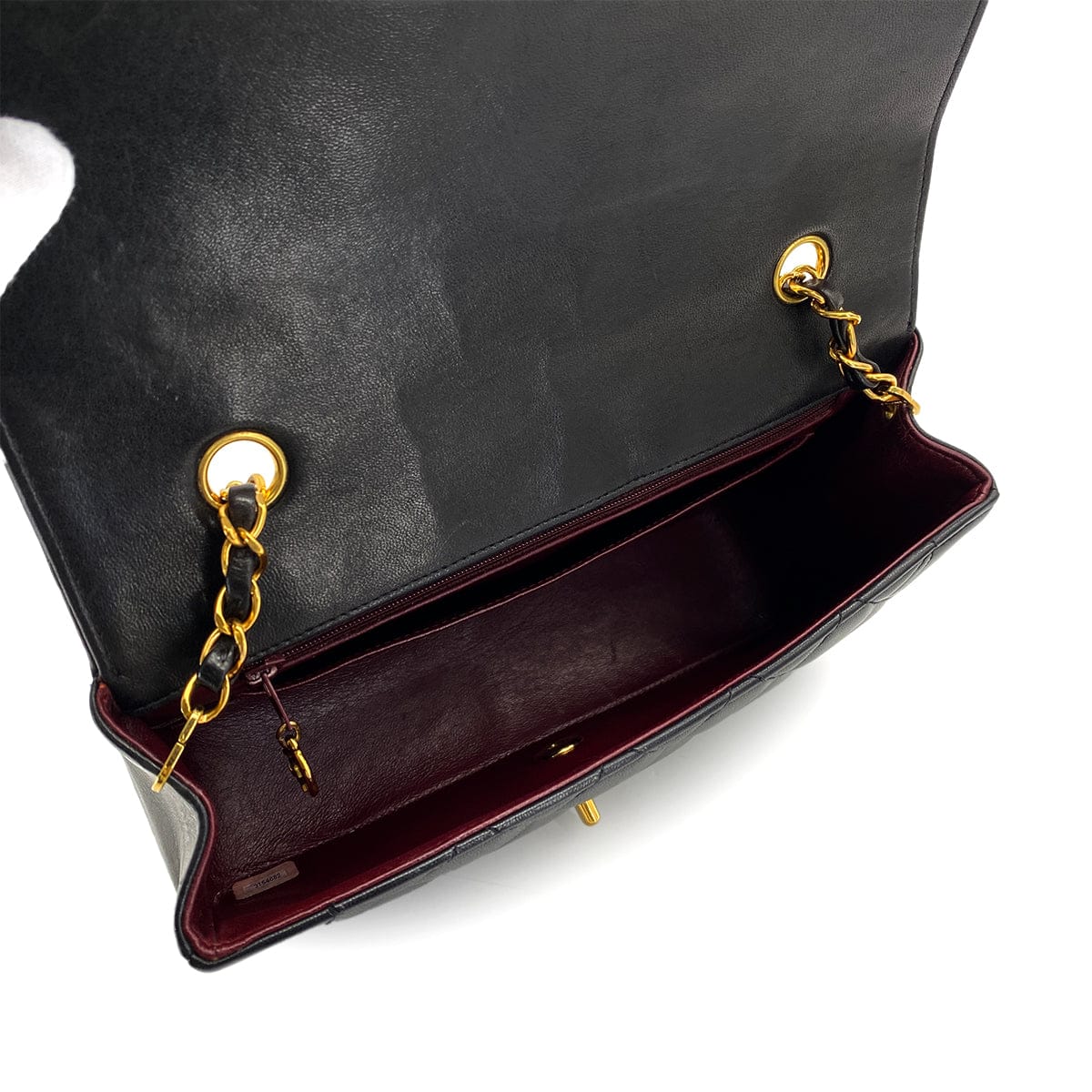 PURPOSE VINTAGE CHANEL DIANA MEDIUM CHAIN SHOULDER BAG BLACK LAMB SKIN GOLD HARDWARE 90321150
