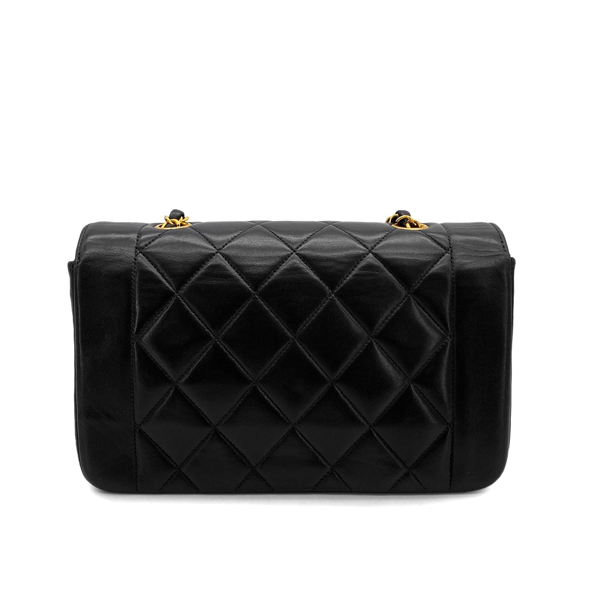 PURPOSE VINTAGE CHANEL DIANA SMALL CHAIN SHOULDER BAG BLACK LAMB SKIN GOLD HARDWARE 90324829