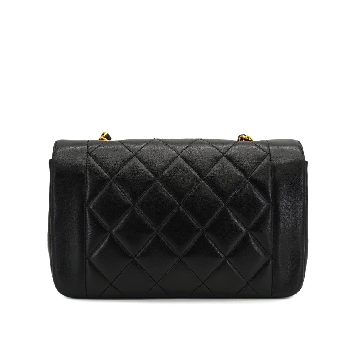 PURPOSE VINTAGE CHANEL DIANA SMALL CHAIN SHOULDER BAG BLACK LAMB SKIN GOLD HARDWARE 90327080
