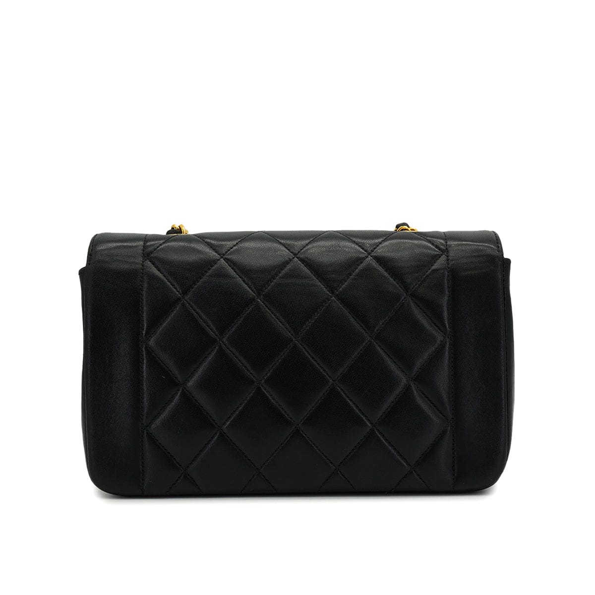 PURPOSE VINTAGE CHANEL DIANA SMALL CHAIN SHOULDER BAG BLACK LAMB SKIN GOLD HARDWARE 90327385