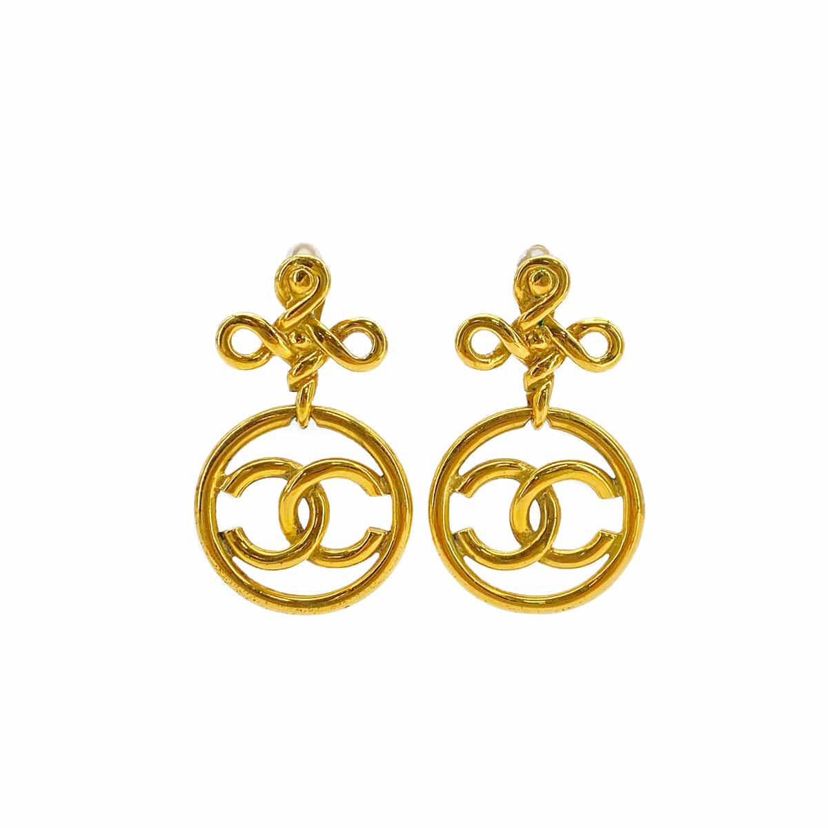 PURPOSE VINTAGE CHANEL EARRINGS COCOMARK AROUND SWING GOLD ACCESSORY 90322153