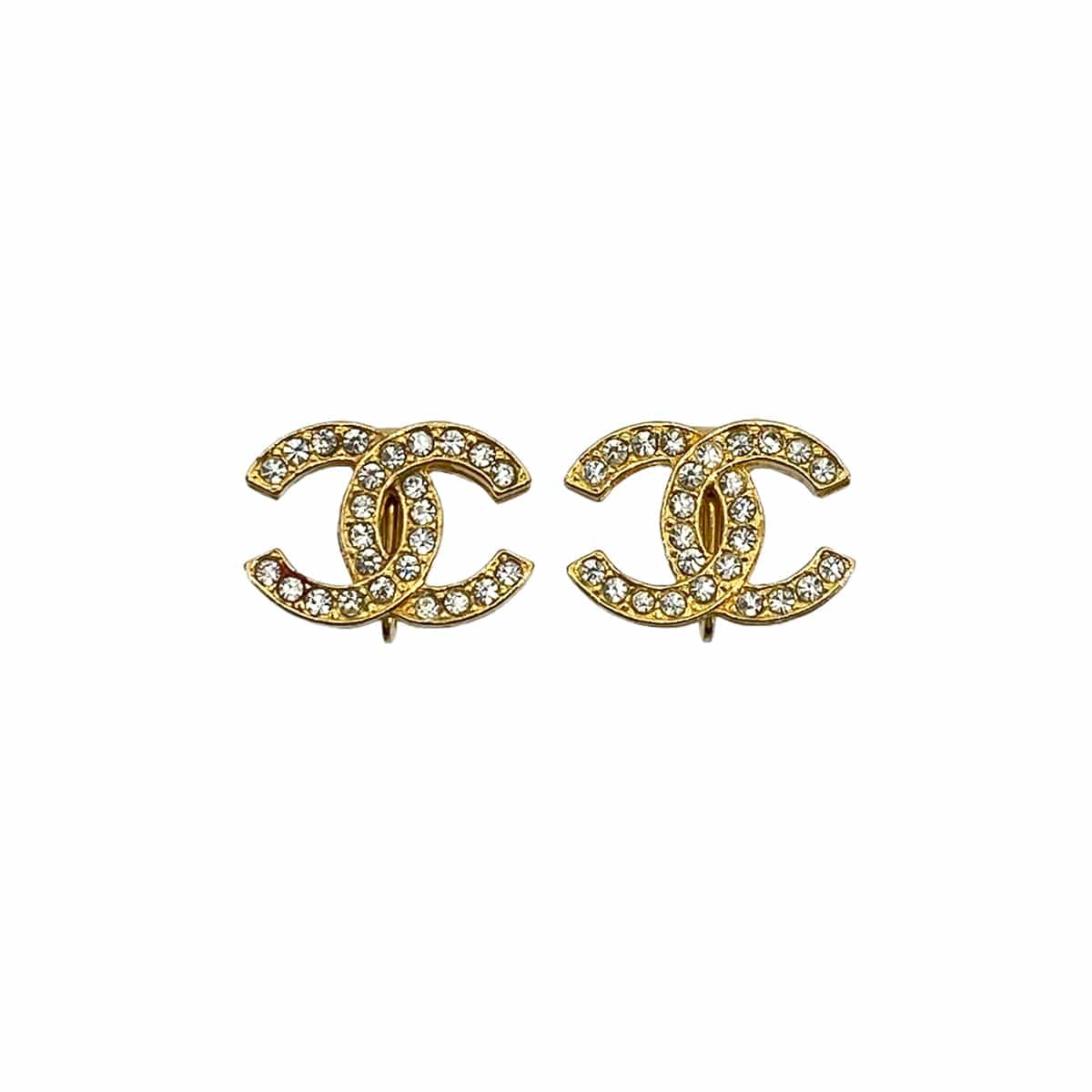 PURPOSE VINTAGE CHANEL EARRINGS COCOMARK RHINESTONE GOLD ACCESSORY 90322028