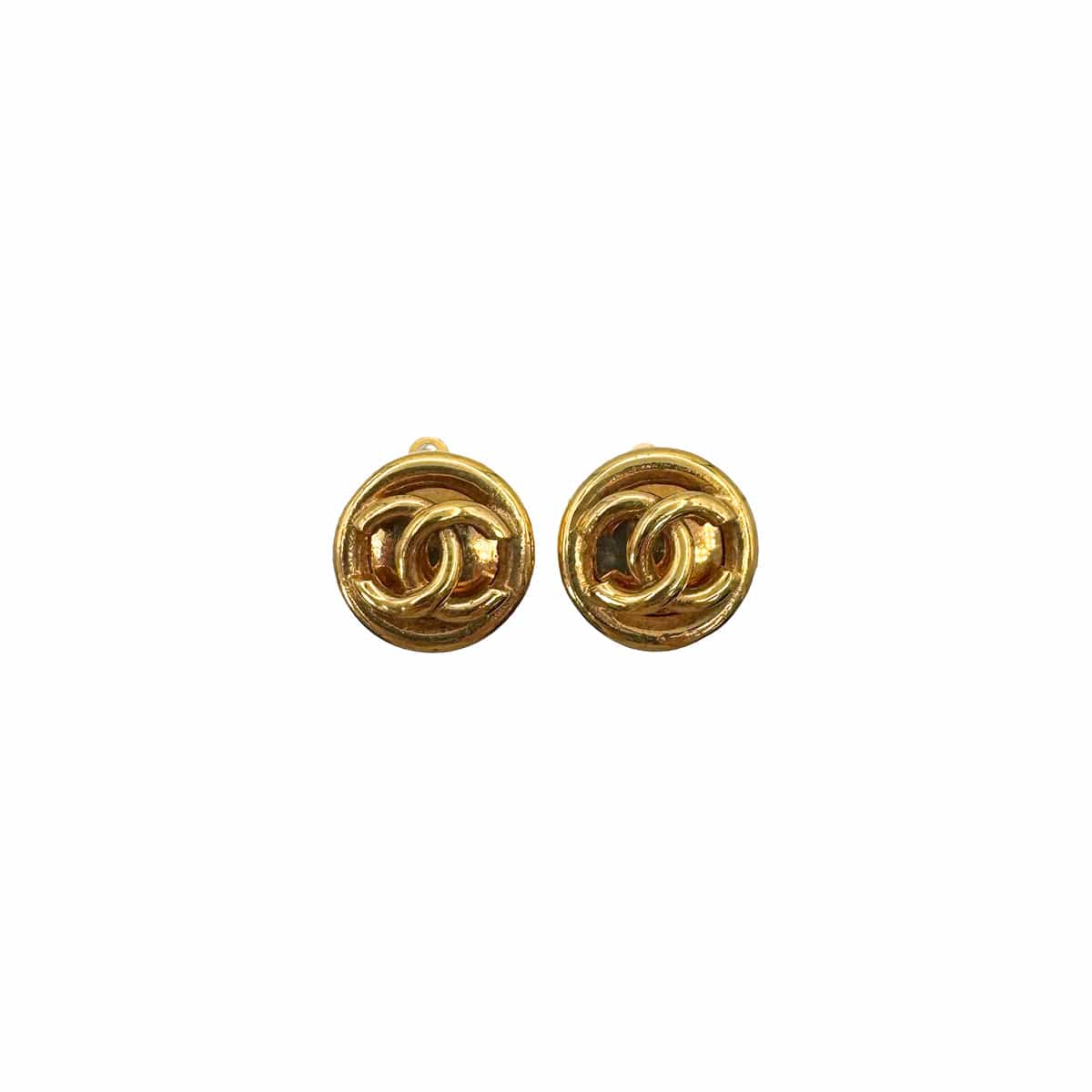 PURPOSE VINTAGE CHANEL EARRINGS COCOMARK ROUND GOLD ACCESSORY 93P 90322535
