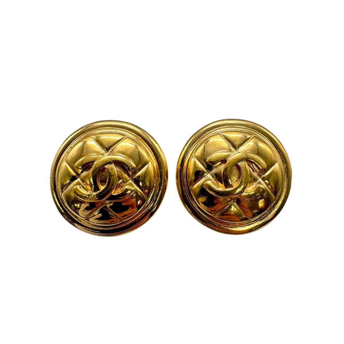 PURPOSE VINTAGE CHANEL EARRINGS COCOMARK ROUND MATELASSE ACCESSORY 90326863