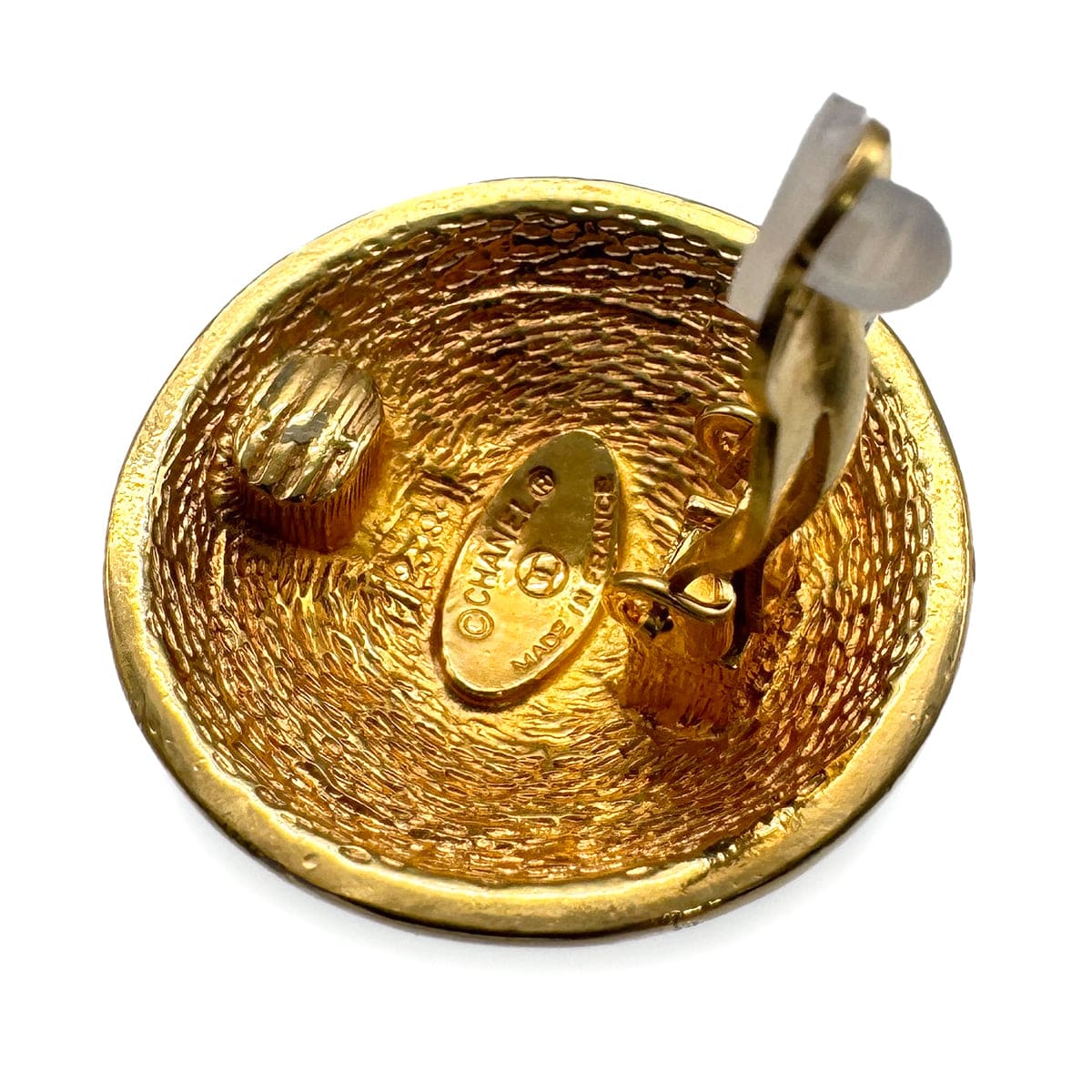PURPOSE VINTAGE CHANEL EARRINGS COCOMARK ROUND MATELASSE ACCESSORY 90326863