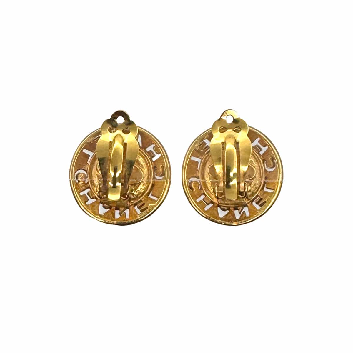 PURPOSE VINTAGE CHANEL EARRINGS LOGO TURQUOISE BLUE GOLD ACCESSORY 90323116