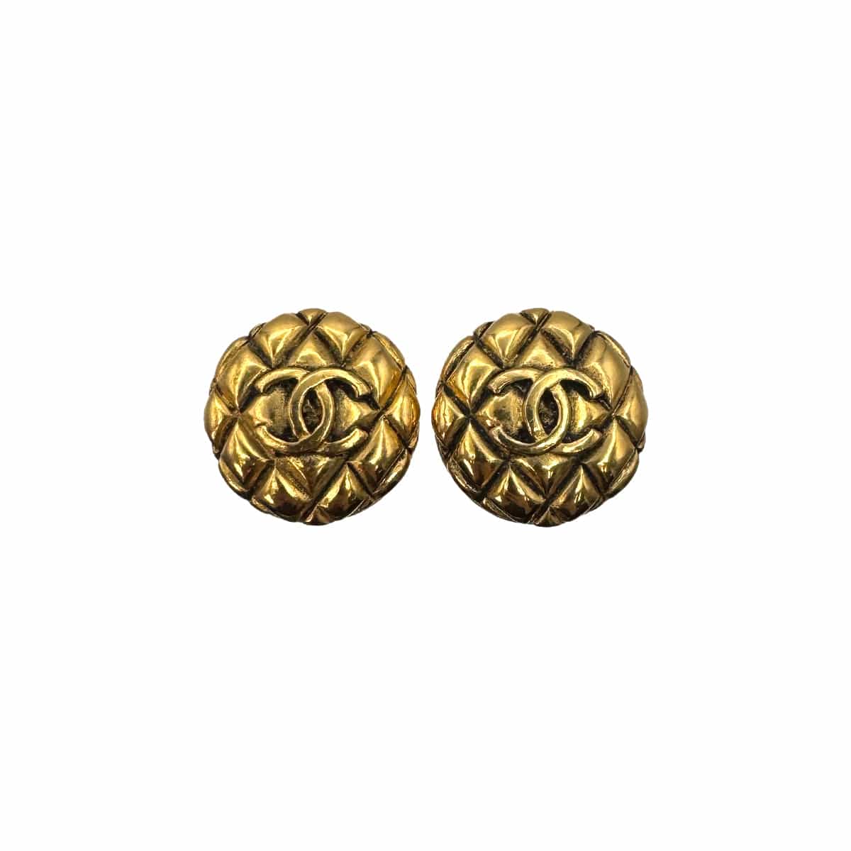 PURPOSE VINTAGE CHANEL EARRINGS MATELASSE COCOMARK GOLD ACCESSORY 25 90323113