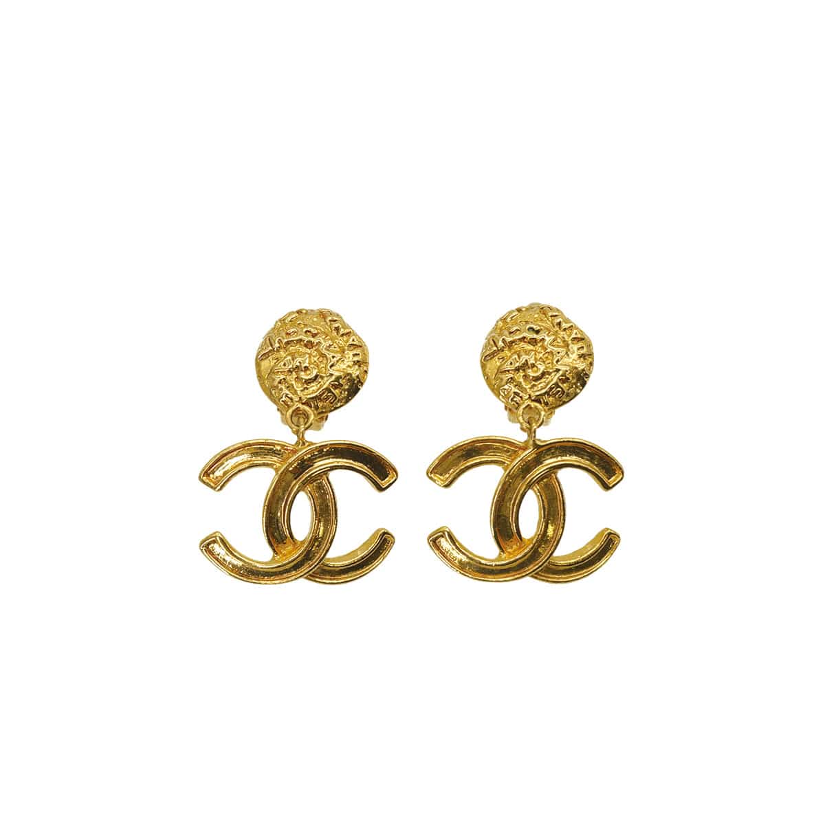 PURPOSE VINTAGE CHANEL EARRINGS ROUND COCOMARK SWING GOLD ACCESSORY 95A 90317784