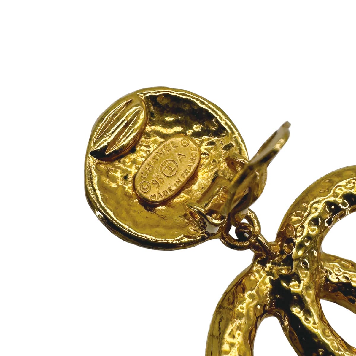 PURPOSE VINTAGE CHANEL EARRINGS ROUND COCOMARK SWING GOLD ACCESSORY 95A 90317784