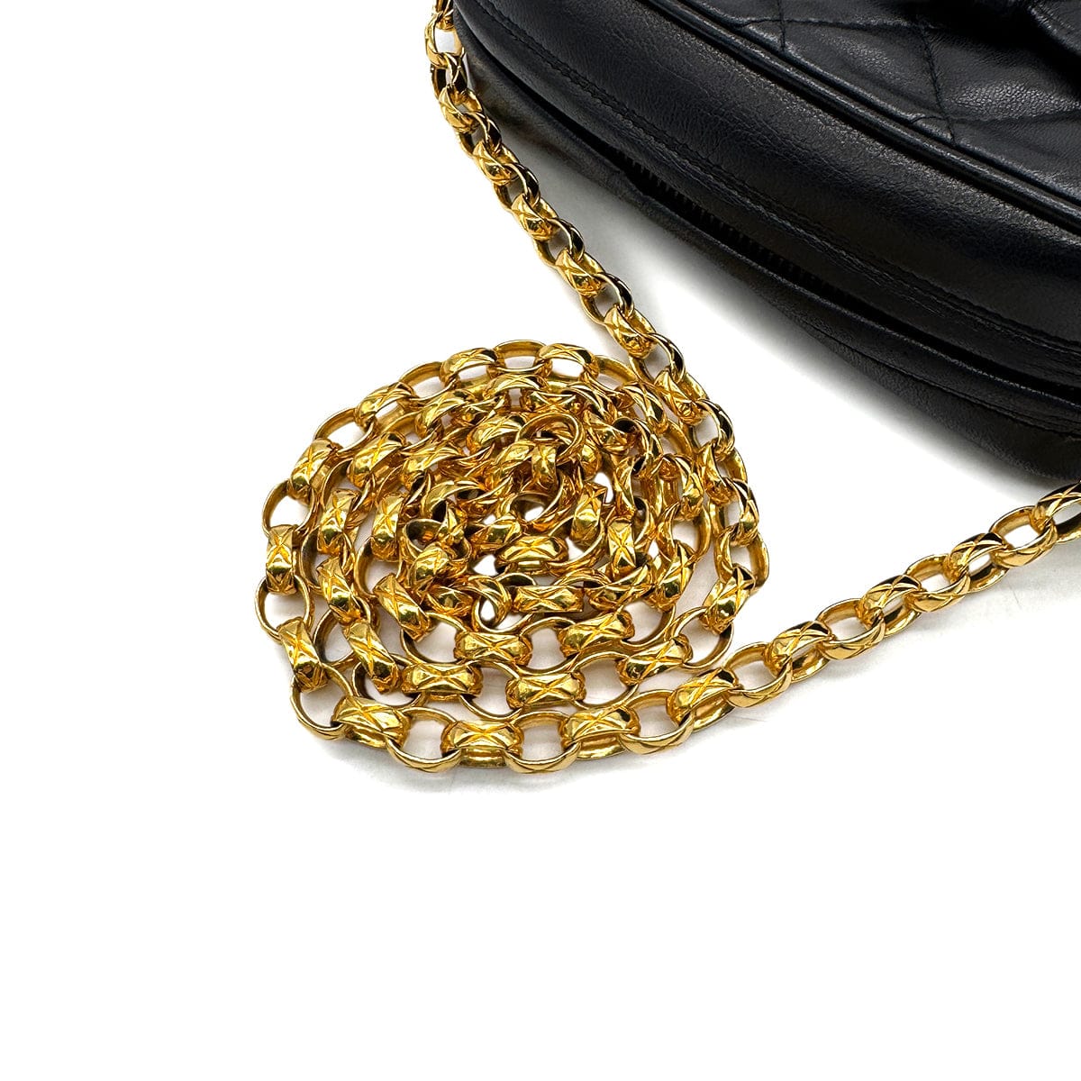 PURPOSE VINTAGE CHANEL FRINGE BIJOU CHAIN SHUOLDER BAG BLACK LAMB SKIN GOLD HARDWARE 90329217
