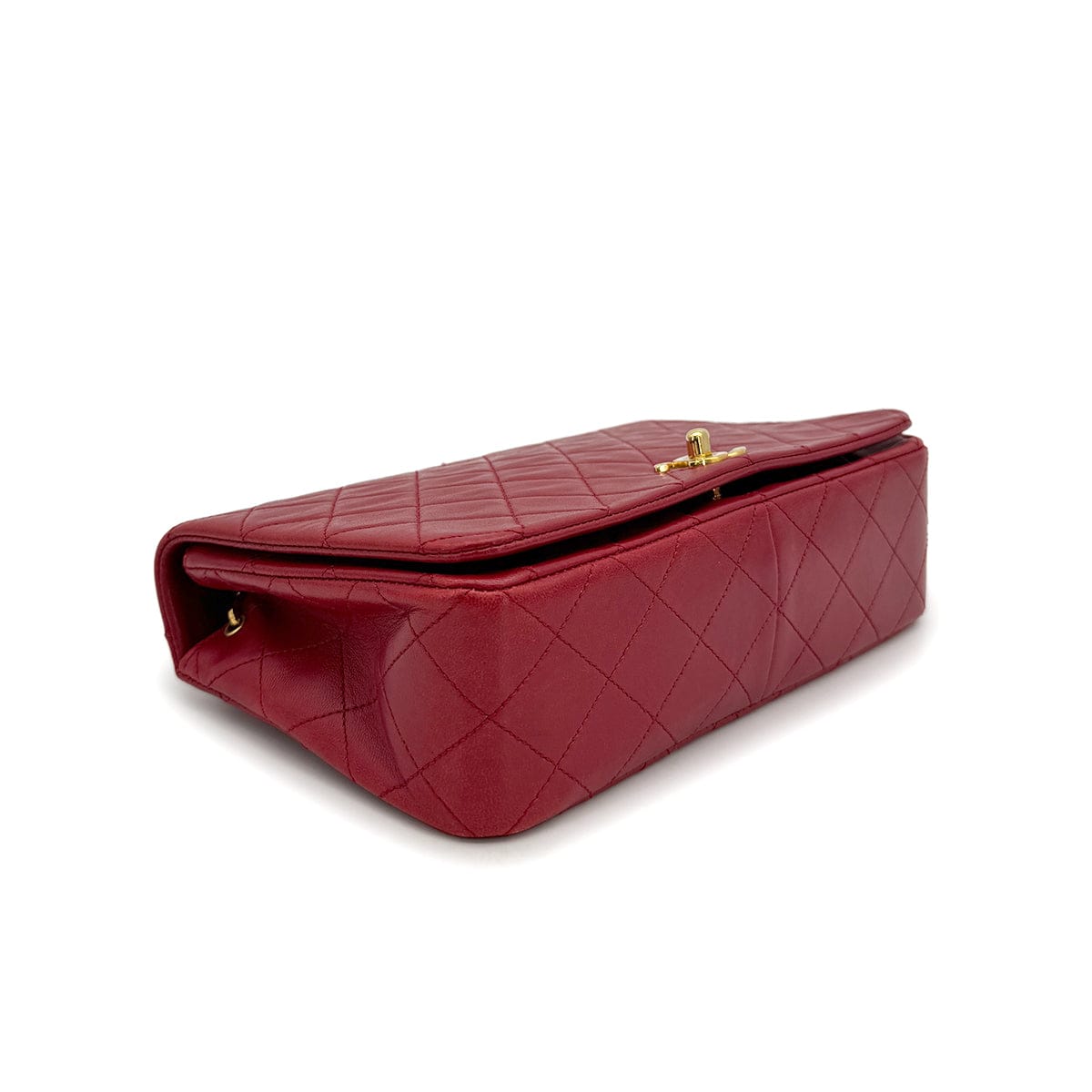 PURPOSE VINTAGE CHANEL FULL FLAP CHAIN SHOULDER BAG RED LAMB SKIN GOLD HARDWARE 90322918