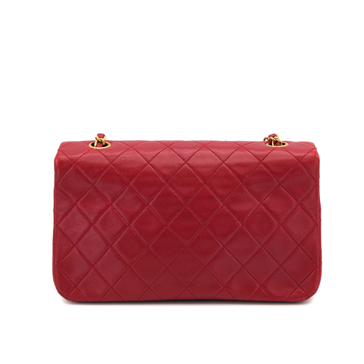 PURPOSE VINTAGE CHANEL FULL FLAP CHAIN SHOULDER BAG RED LAMB SKIN GOLD HARDWARE 90322918