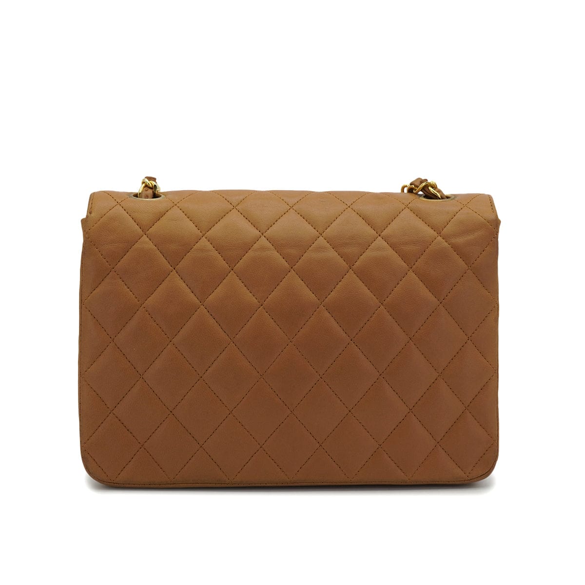 PURPOSE VINTAGE CHANEL HALF MOON CHAIN SHOULDER BAG BROWN LAMB SKIN GOLD HARDWARE 90318628