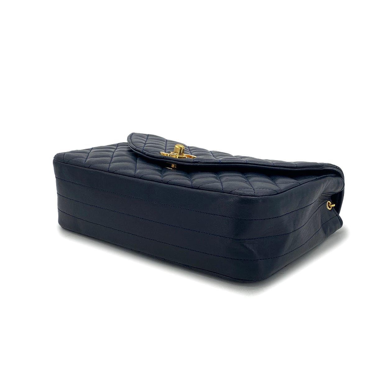 PURPOSE VINTAGE CHANEL HALF MOON CHAIN SHOULDER BAG NAVY LAMB SKIN GOLD HARDWARE 90318630