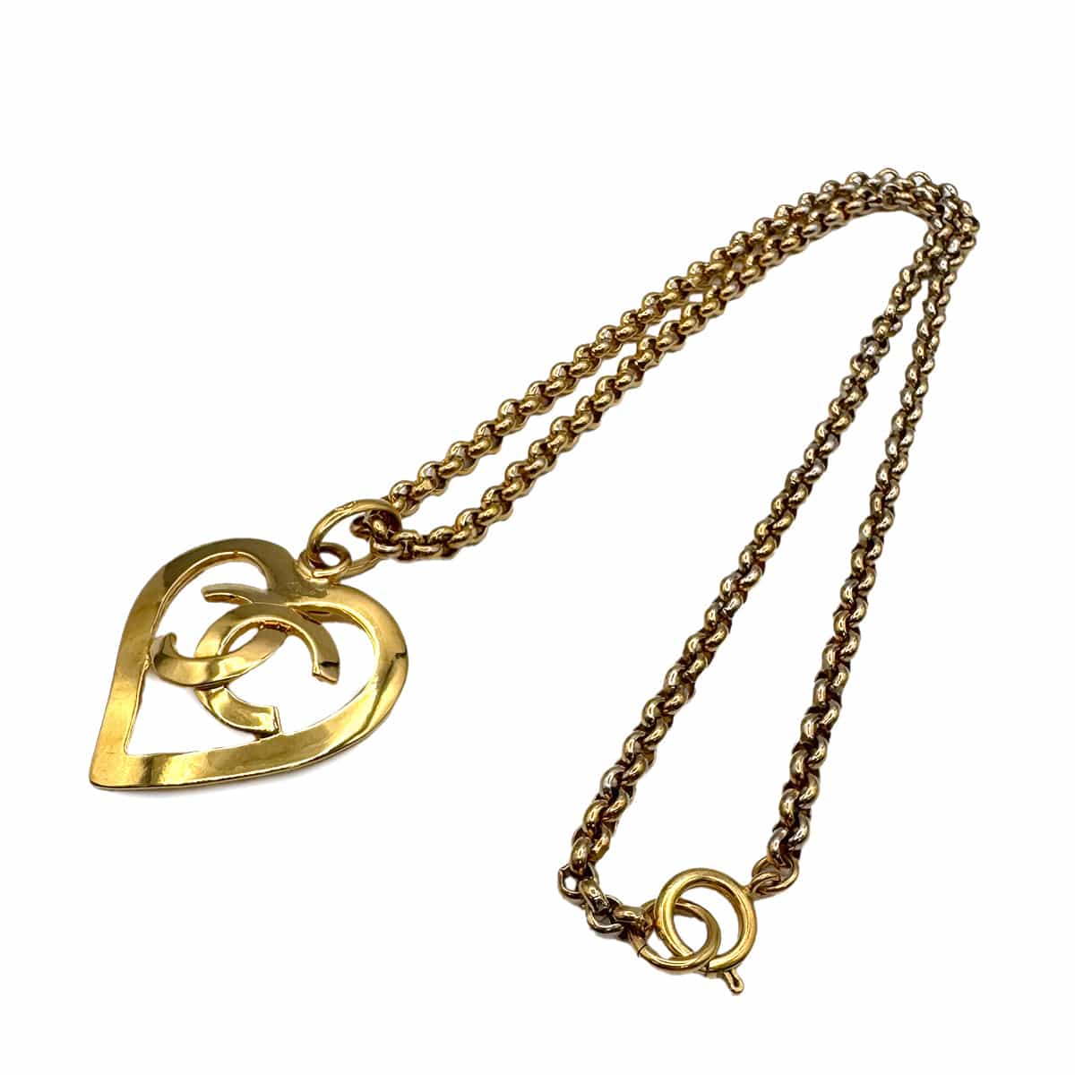 PURPOSE VINTAGE CHANEL HEART NECKLACE COCOMARK GOLD ACCESSORY 95P 90323097