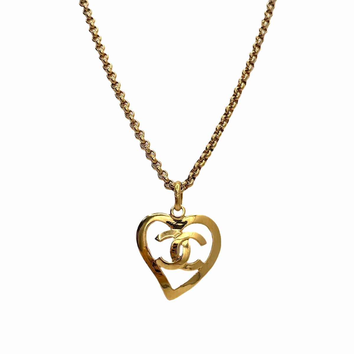 PURPOSE VINTAGE CHANEL HEART NECKLACE COCOMARK GOLD ACCESSORY 95P 90323097