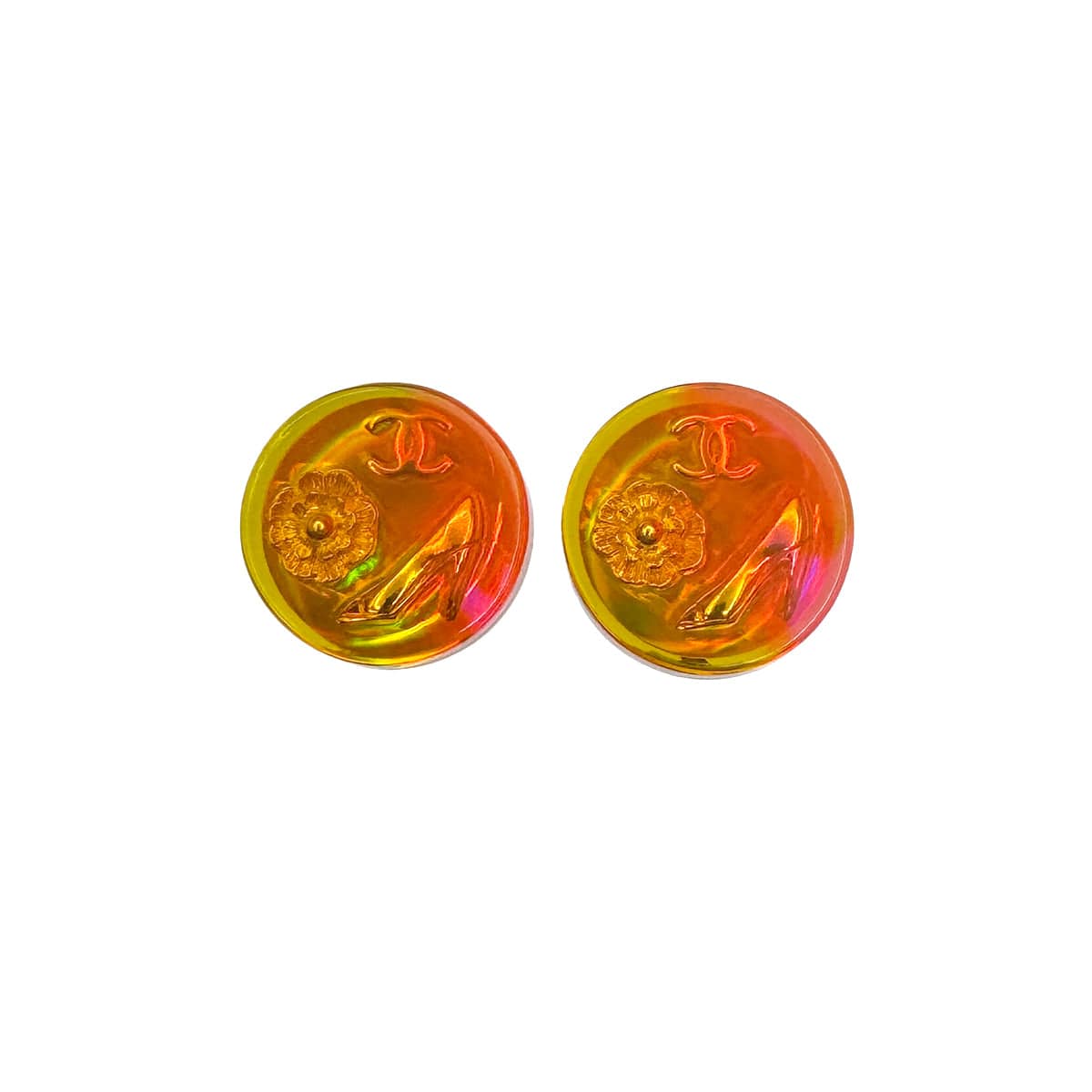 PURPOSE VINTAGE CHANEL ICON EARRINGS COCOMARK CLEAR GOLD ACCESSORY 97A 90323117
