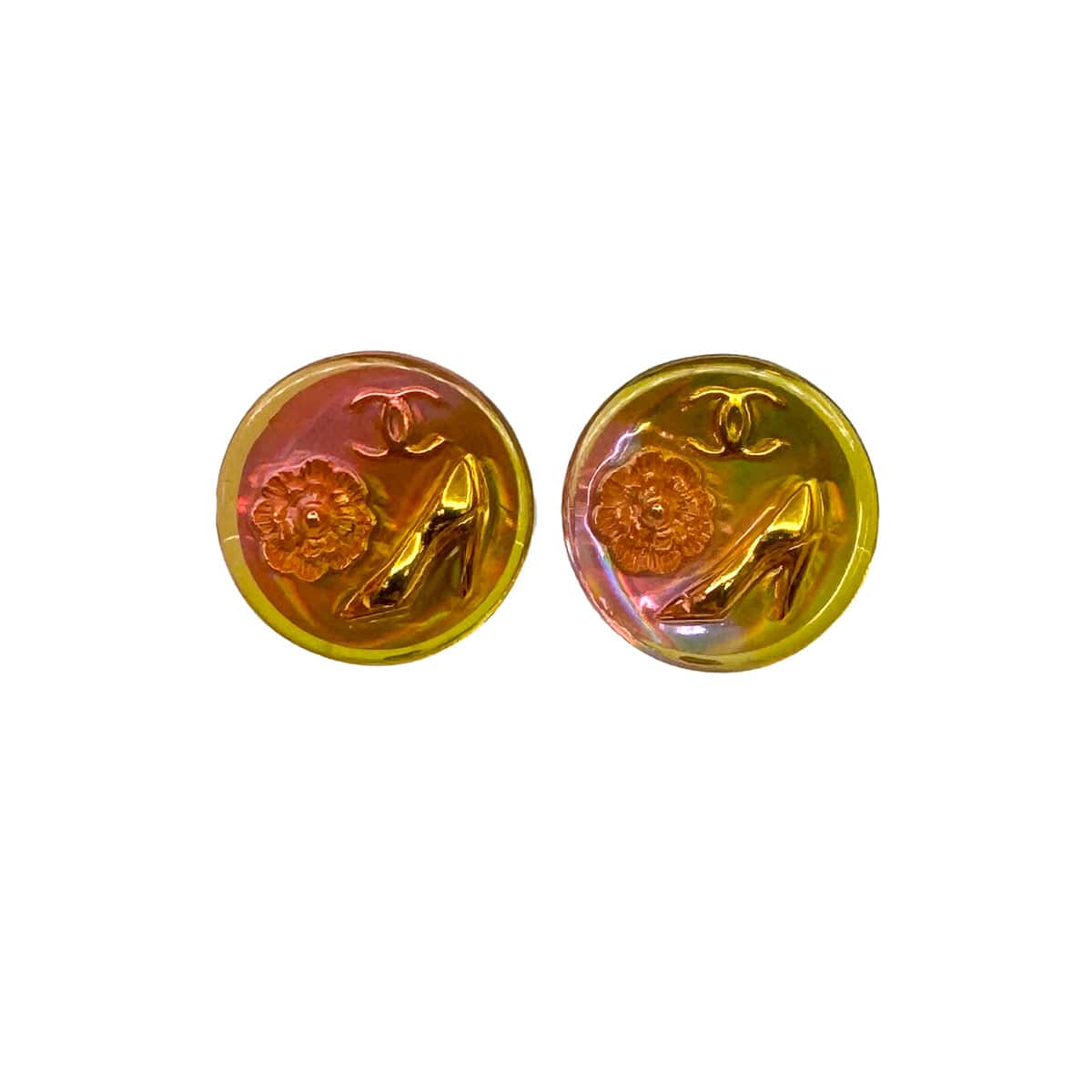 PURPOSE VINTAGE CHANEL ICON EARRINGS COCOMARK CLEAR GOLD ACCESSORY 97P 90323100