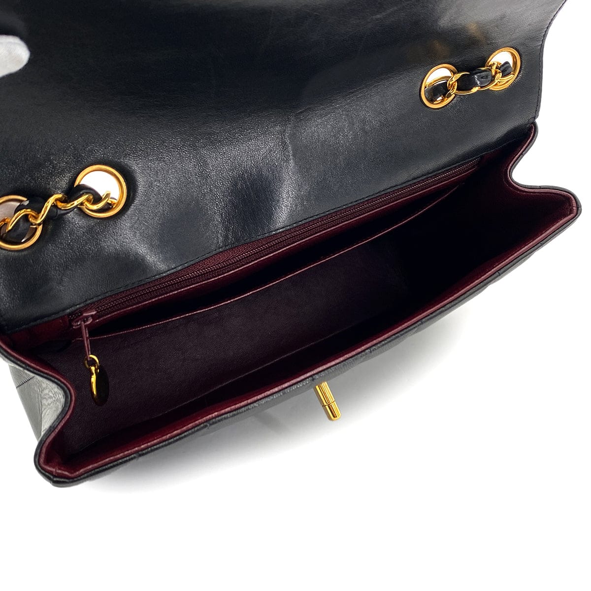 PURPOSE VINTAGE CHANEL MADEMOISELLE CHAIN SHOULDER BAG BLACK LAMB SKIN GOLD HARDWARE 90327062