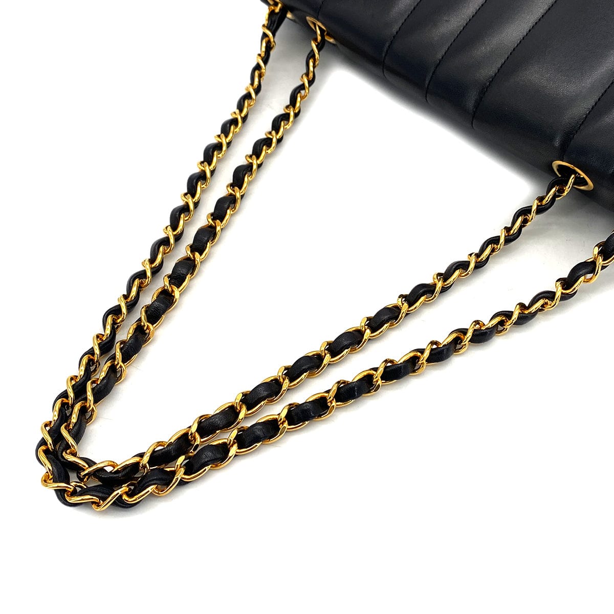 PURPOSE VINTAGE CHANEL MADEMOISELLE CHAIN SHOULDER BAG BLACK LAMB SKIN GOLD HARDWARE 90327062