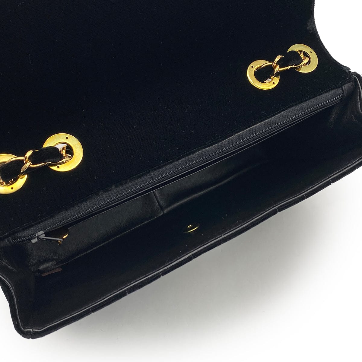 PURPOSE VINTAGE CHANEL MADEMOISELLE CHAIN SHOULDER BAG BLACK VELOR GOLD HARDWARE 90325613