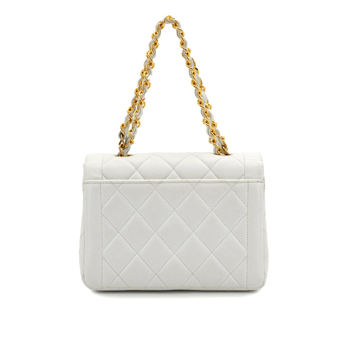 PURPOSE VINTAGE CHANEL MATELASSE BIG COCO CHAIN HAND BAG WHITE LAMB SKIN GOLD HARDWARE 90327091