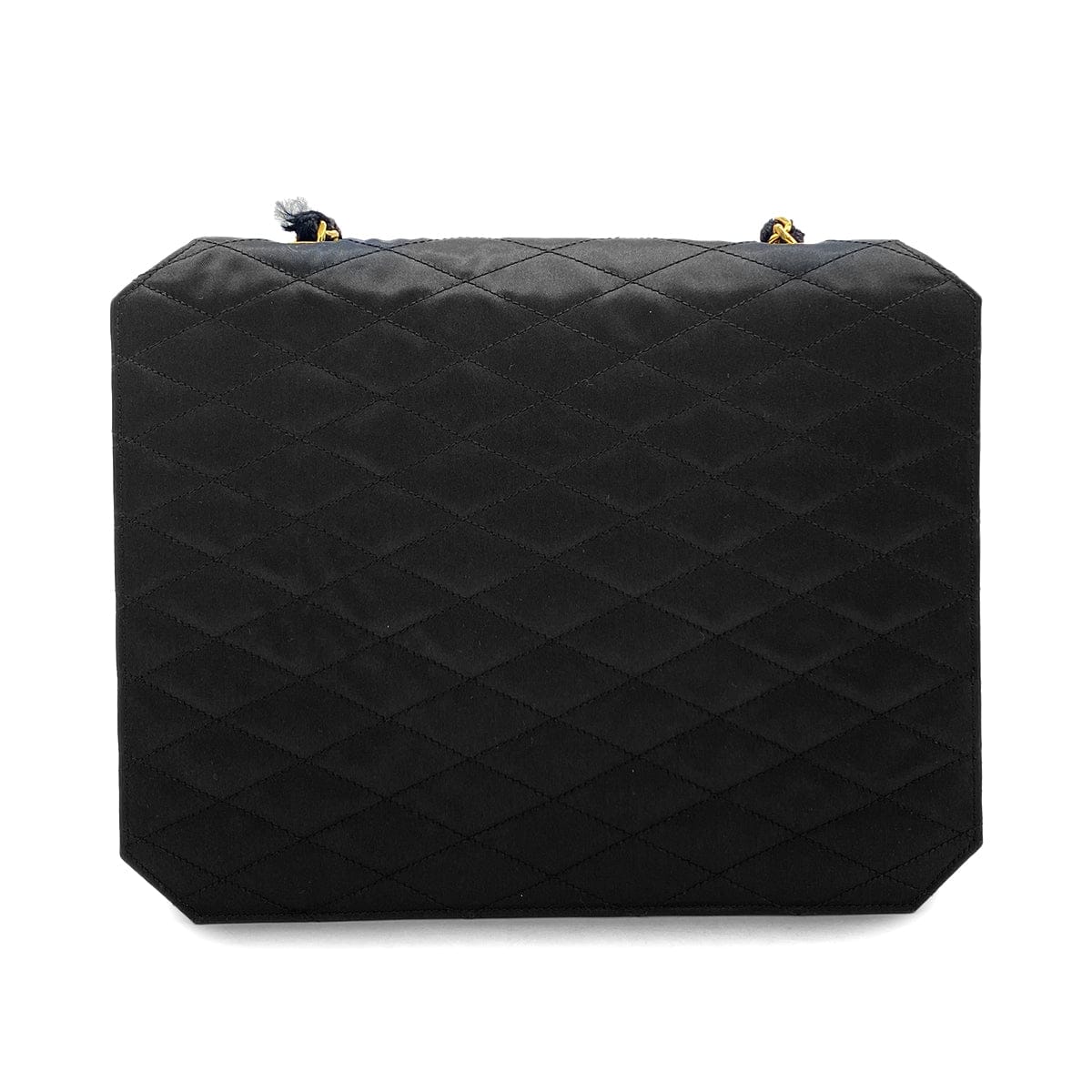 PURPOSE VINTAGE CHANEL MATELASSE CHAIN SHOULDER BAG BLACK SATIN GOLD HARDWARE 90327392