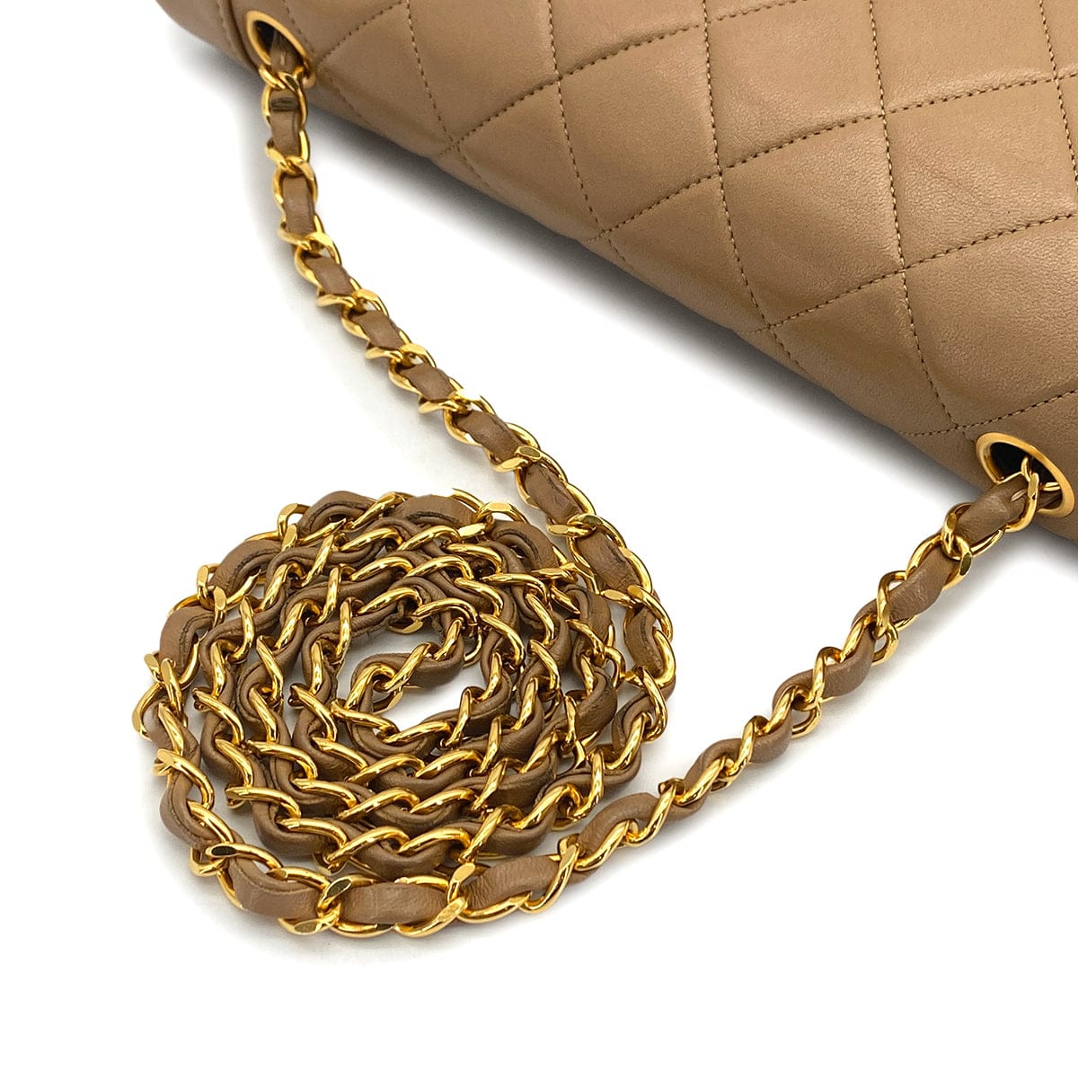 PURPOSE VINTAGE CHANEL MATELASSE CHAIN SHOULDER BAG BROWN LAMB SKIN GOLD HARDWARE 90324754