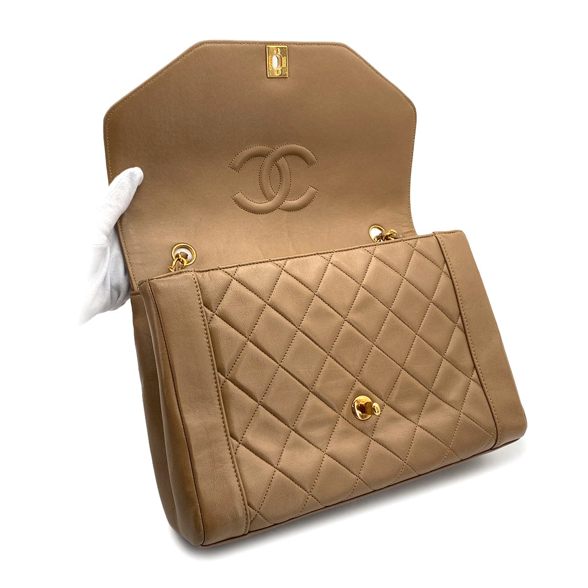 PURPOSE VINTAGE CHANEL MATELASSE CHAIN SHOULDER BAG BROWN LAMB SKIN GOLD HARDWARE 90324754