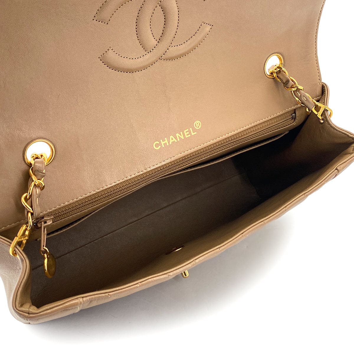 PURPOSE VINTAGE CHANEL MATELASSE CHAIN SHOULDER BAG BROWN LAMB SKIN GOLD HARDWARE 90324754