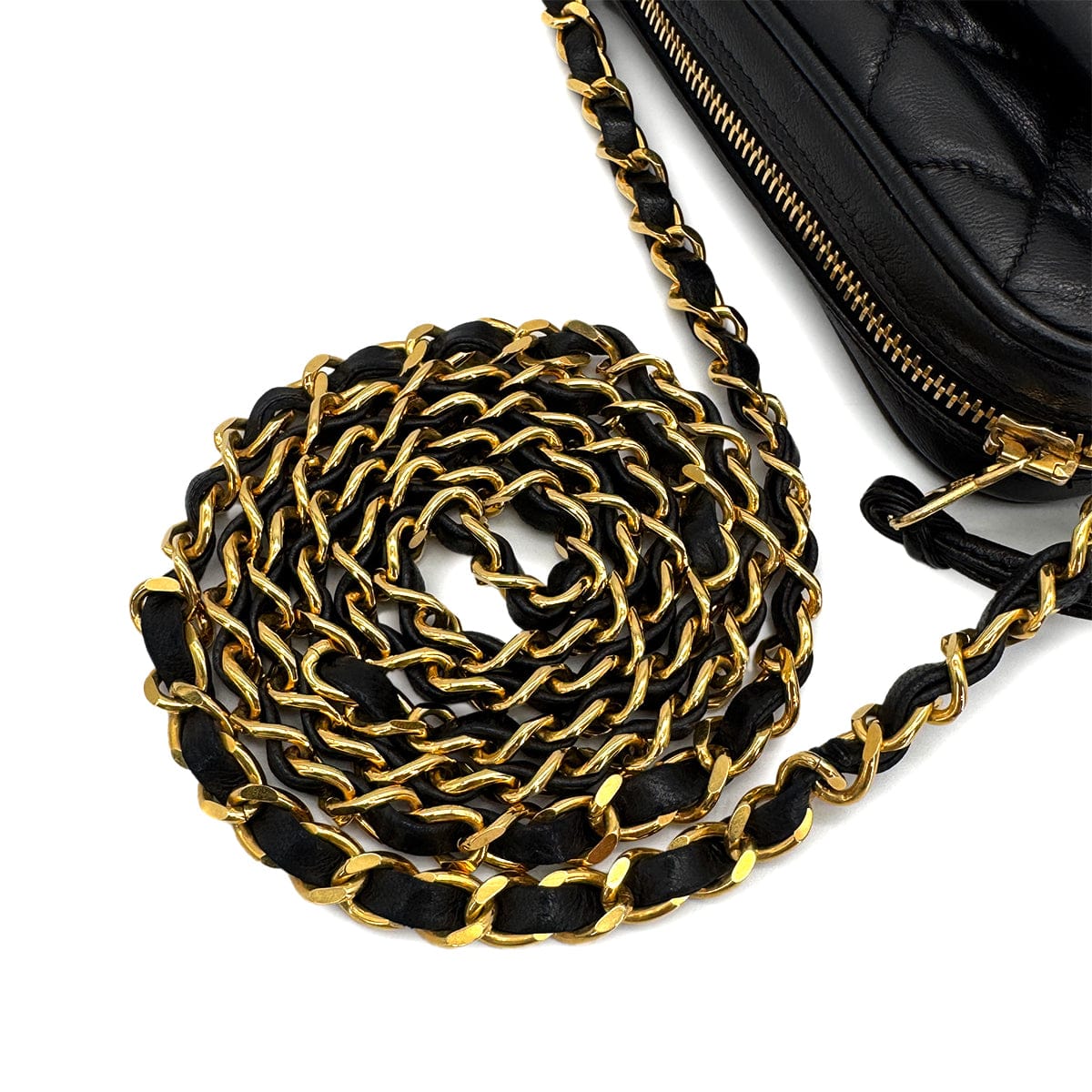 PURPOSE VINTAGE CHANEL MATELASSE MINI CHAIN SHOULDER BAG BLACK LAMB SKIN GOLD HARDWARE 90322925