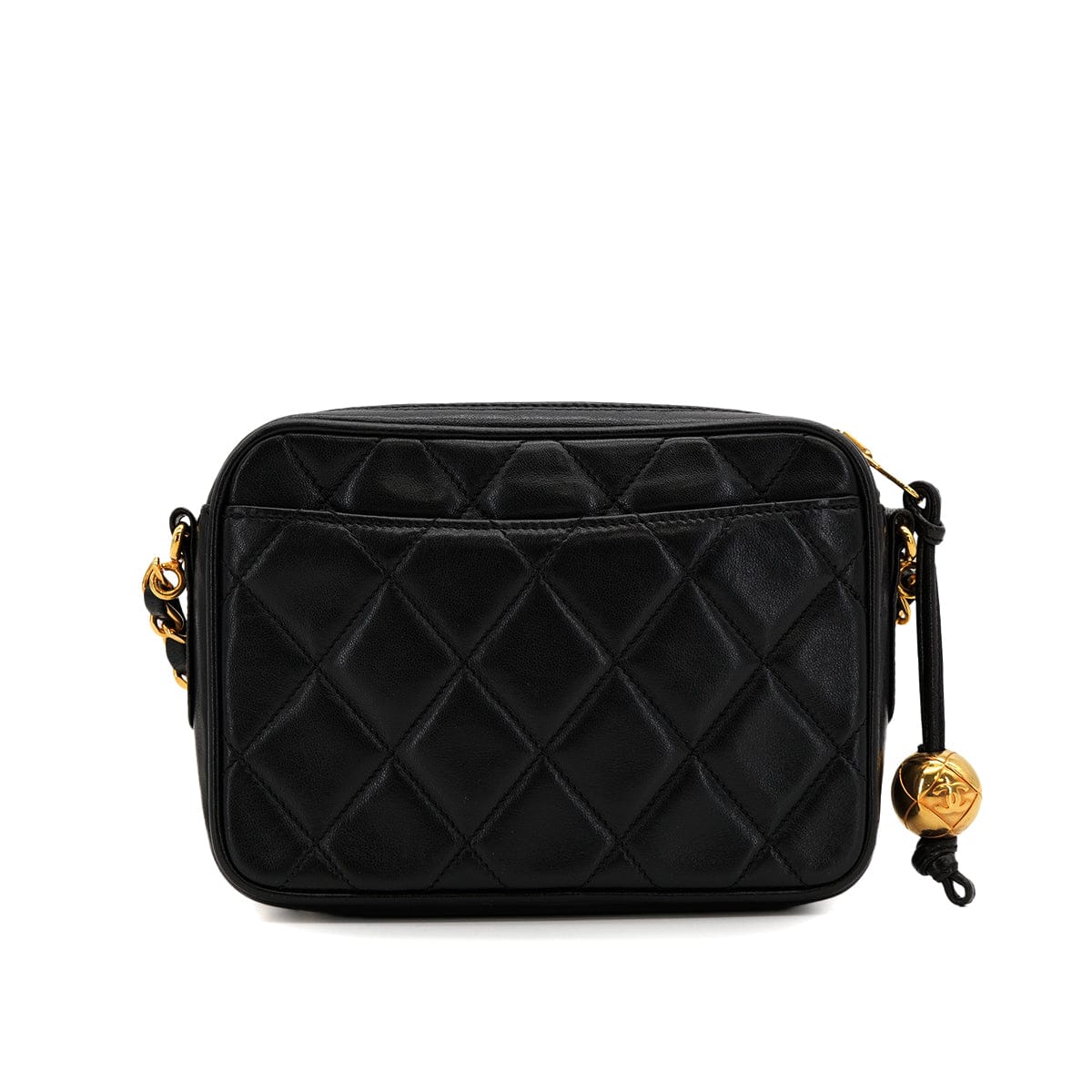 PURPOSE VINTAGE CHANEL MATELASSE MINI CHAIN SHOULDER BAG BLACK LAMB SKIN GOLD HARDWARE 90322925
