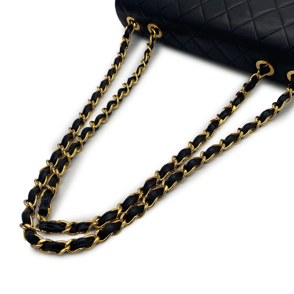 PURPOSE VINTAGE CHANEL MAXI MATELASSE 34 CHAIN SHOULDER BAG BLACK LAMB SKIN GOLD HARDWARE 90317878