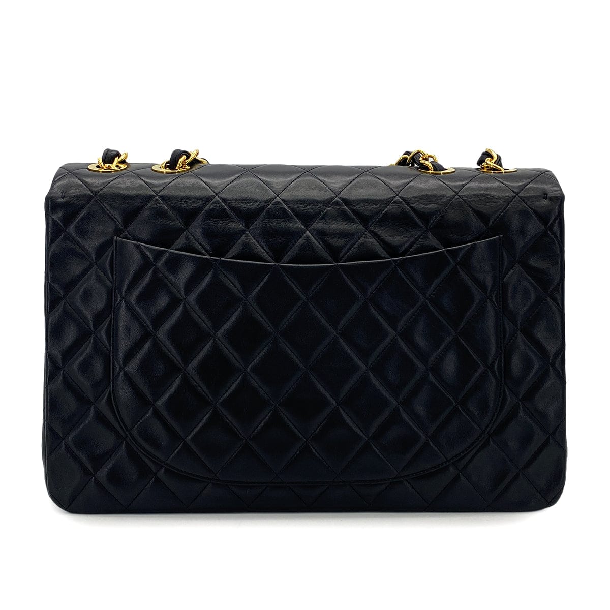 PURPOSE VINTAGE CHANEL MAXI MATELASSE 34 CHAIN SHOULDER BAG BLACK LAMB SKIN GOLD HARDWARE 90323980