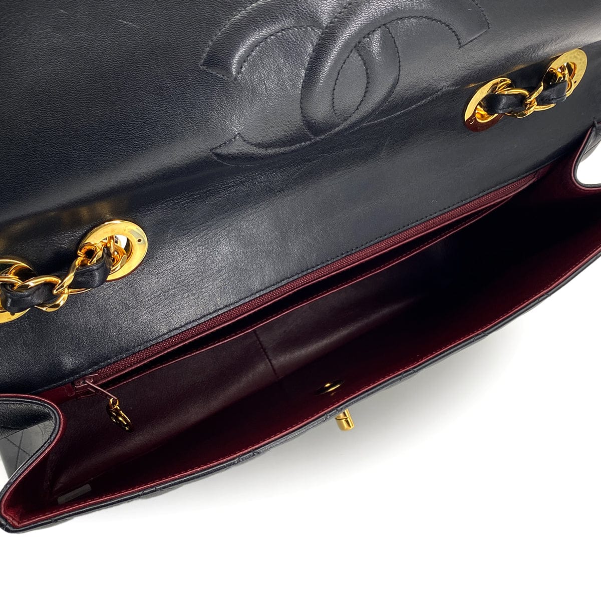 PURPOSE VINTAGE CHANEL MAXI MATELASSE 34 CHAIN SHOULDER BAG BLACK LAMB SKIN GOLD HARDWARE 90323980