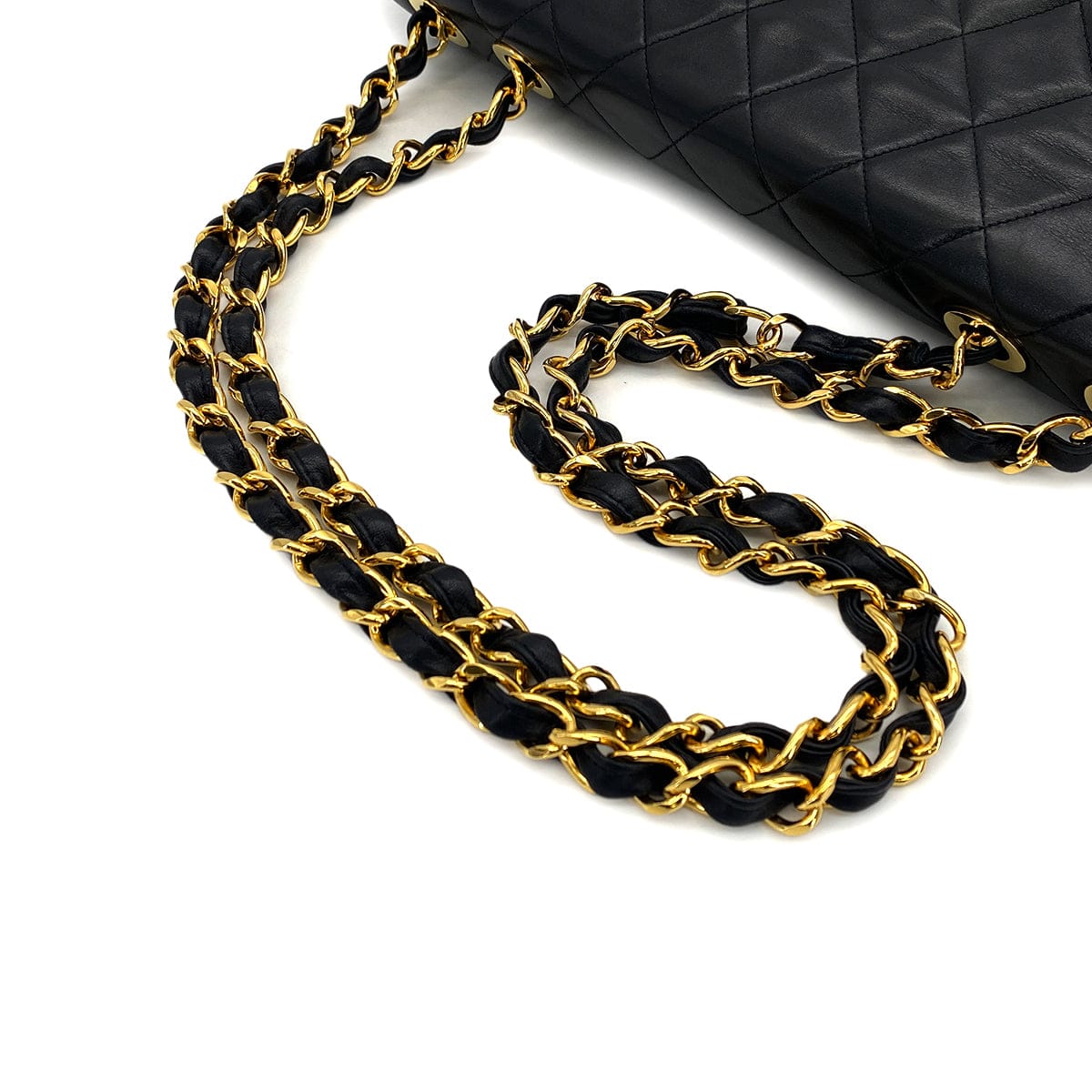 PURPOSE VINTAGE CHANEL MAXI MATELASSE 34 CHAIN SHOULDER BAG BLACK LAMB SKIN GOLD HARDWARE 90323980