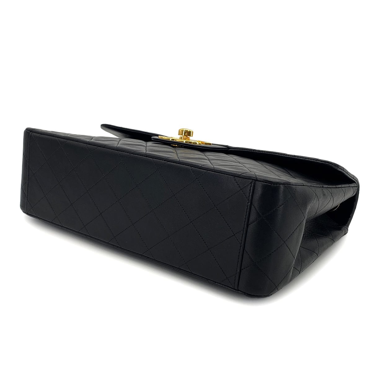 PURPOSE VINTAGE CHANEL MAXI MATELASSE 34 CHAIN SHOULDER BAG BLACK LAMB SKIN GOLD HARDWARE 90323980