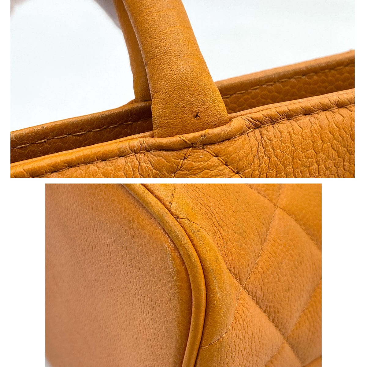 PURPOSE VINTAGE CHANEL MEDALLION MATELLASSE TOTE BAG ORANGE CAVIAR SKIN GOLD HARDWARE 90321626