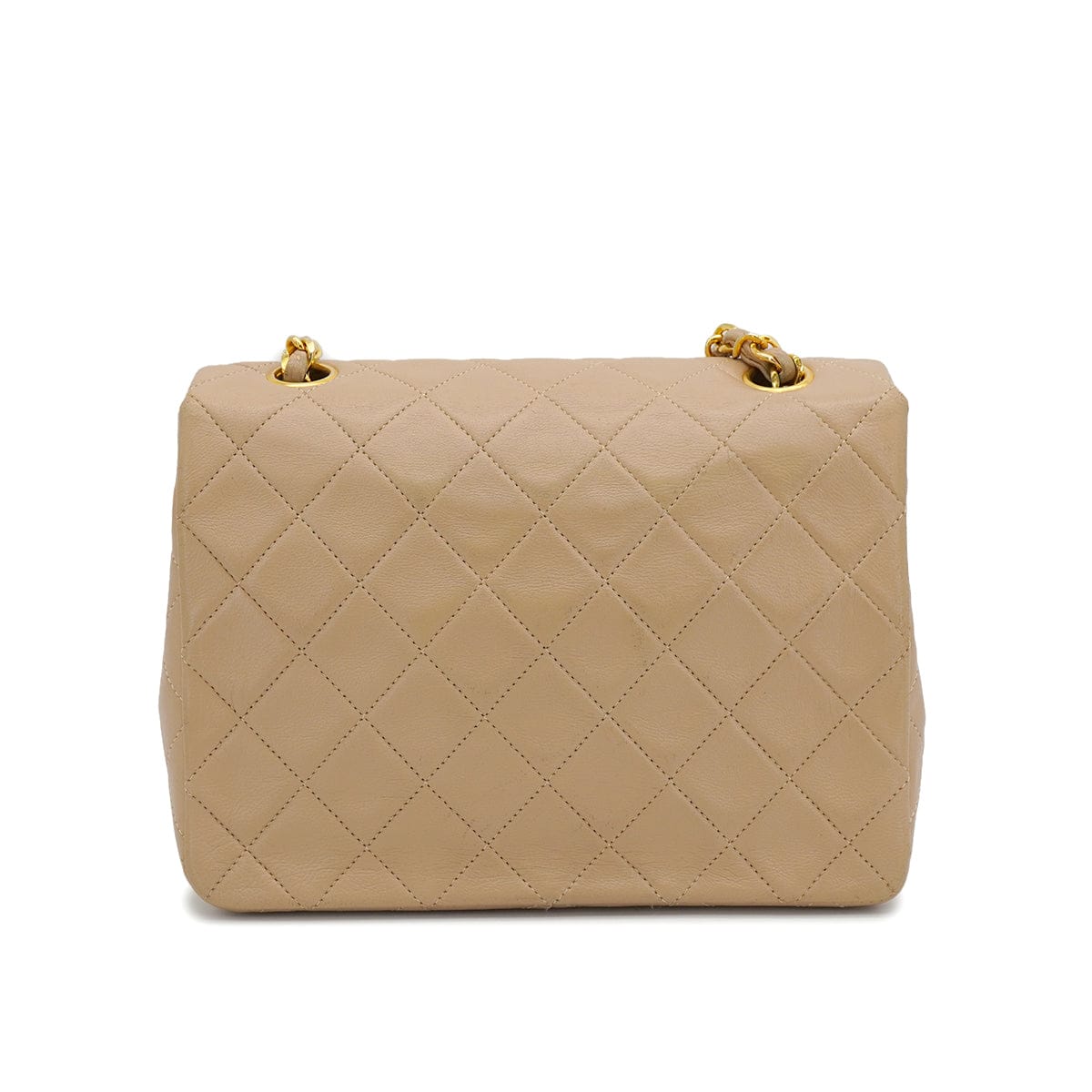 PURPOSE VINTAGE CHANEL MINI MATELASSE CHAIN SHOULDER BAG BEIGE LAMB SKIN GOLD HARDWARE 90326859