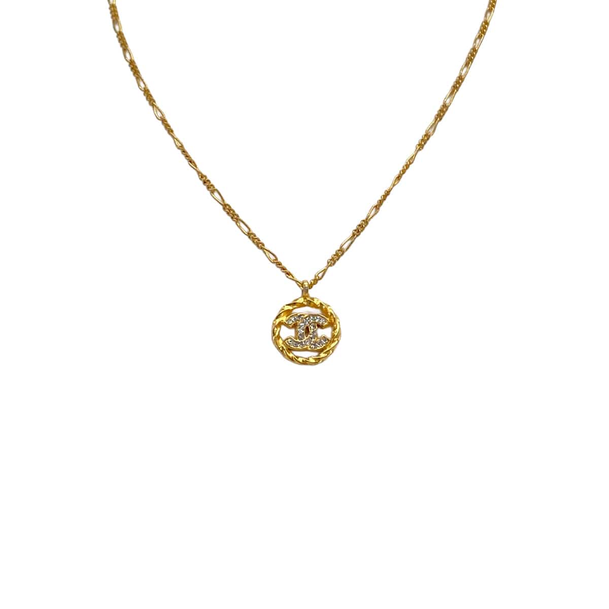 PURPOSE VINTAGE CHANEL NECKLACE COCOMARK RHINESTONE GOLD ACCESSORY 90326867
