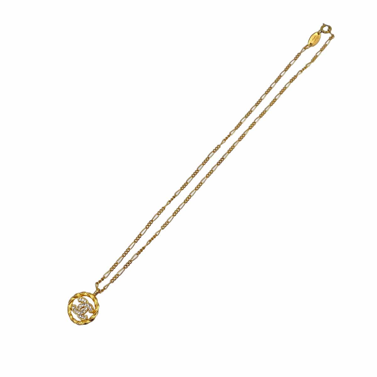 PURPOSE VINTAGE CHANEL NECKLACE COCOMARK RHINESTONE GOLD ACCESSORY 90326867