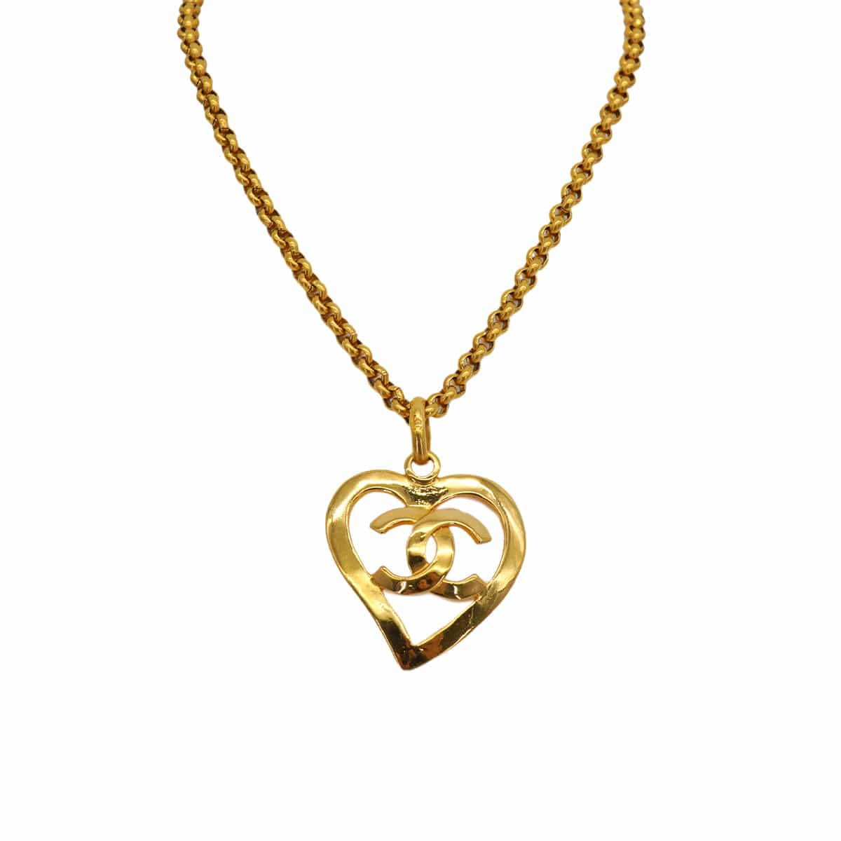 PURPOSE VINTAGE CHANEL NECKLACE HEART COCOMARK GOLD ACCESSORY 95P 90327104
